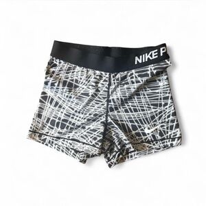 Nike Pro Black and White Graphic Spandex Shorts